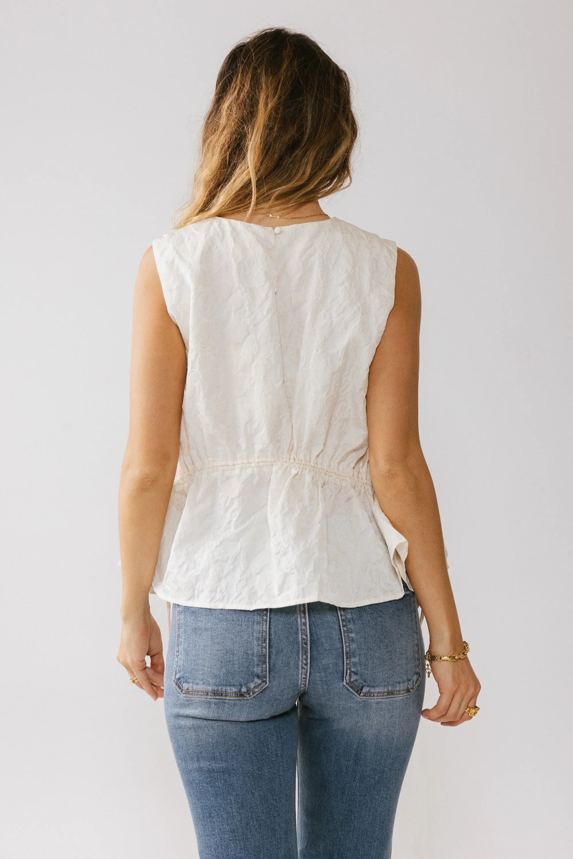 Miranda Textured Blouse in Ivory FINAL SALE