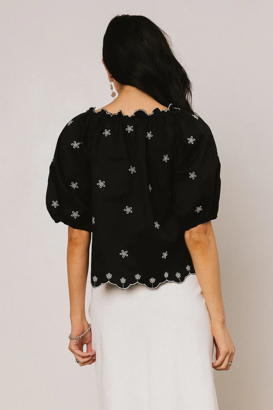 Kara Embroidered Blouse in Black FINAL SALE