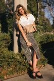 Lenny Leopard Denim Midi Skirt FINAL SALE