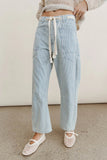 Jocelyn Barrel Jeans in Denim Stripe FINAL SALE