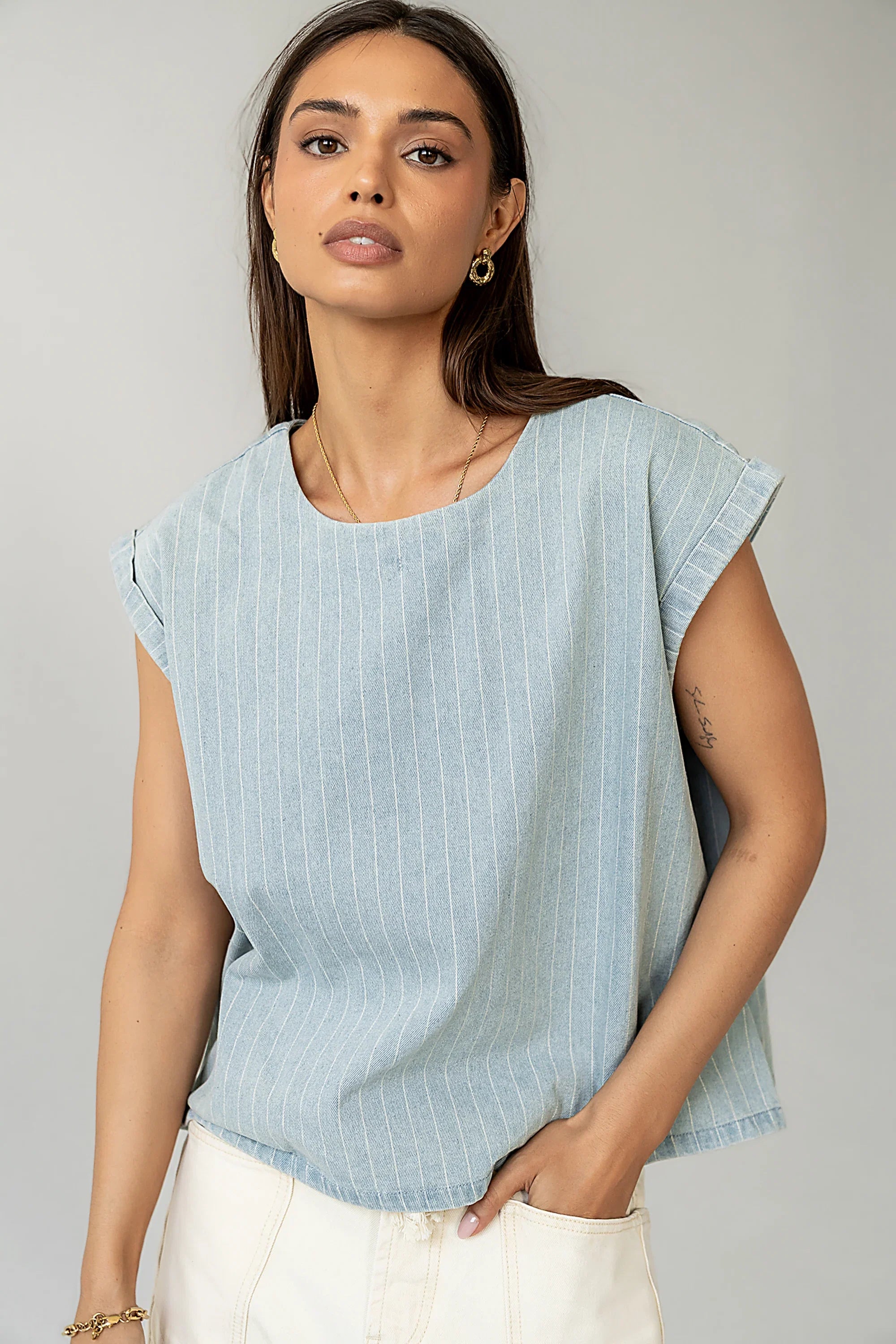 Alisson Striped Denim Blouse
