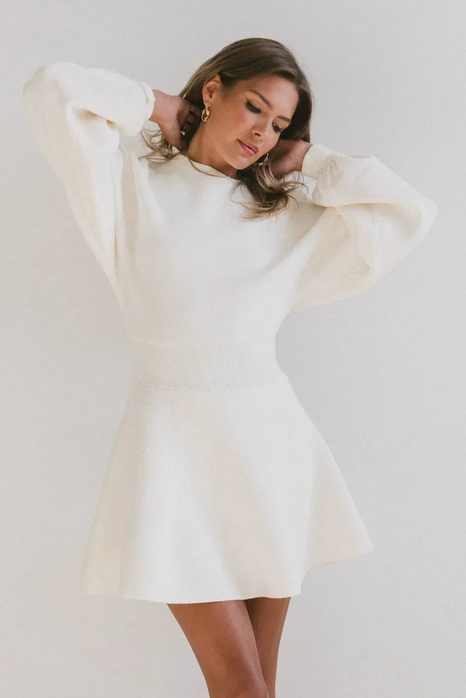 Dolores Knit Mini Dress in Cream FINAL SALE