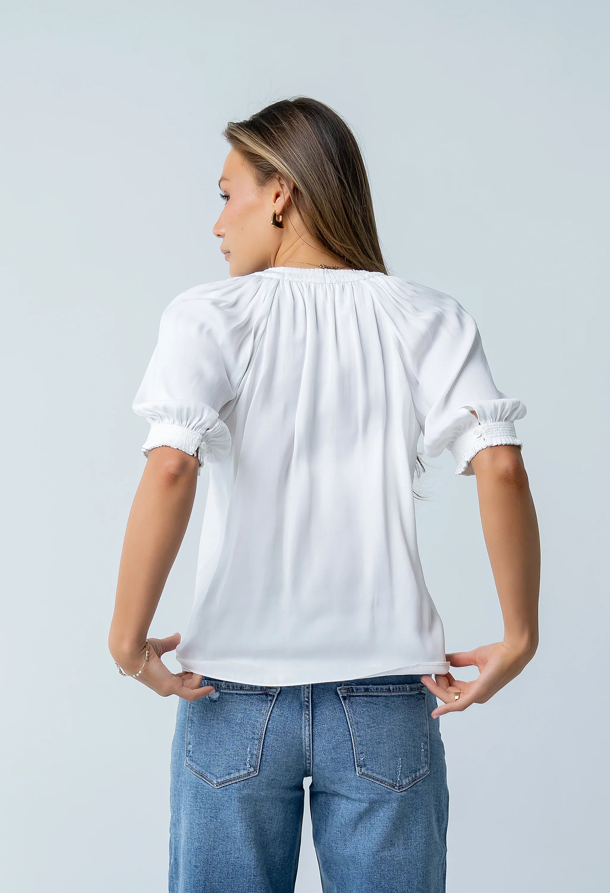 Gareth Pleated Blouse in White