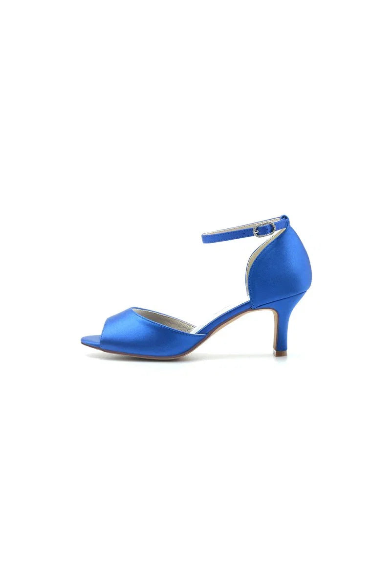 Peep Toe One strap Buckle Chunky Heel Pumps
