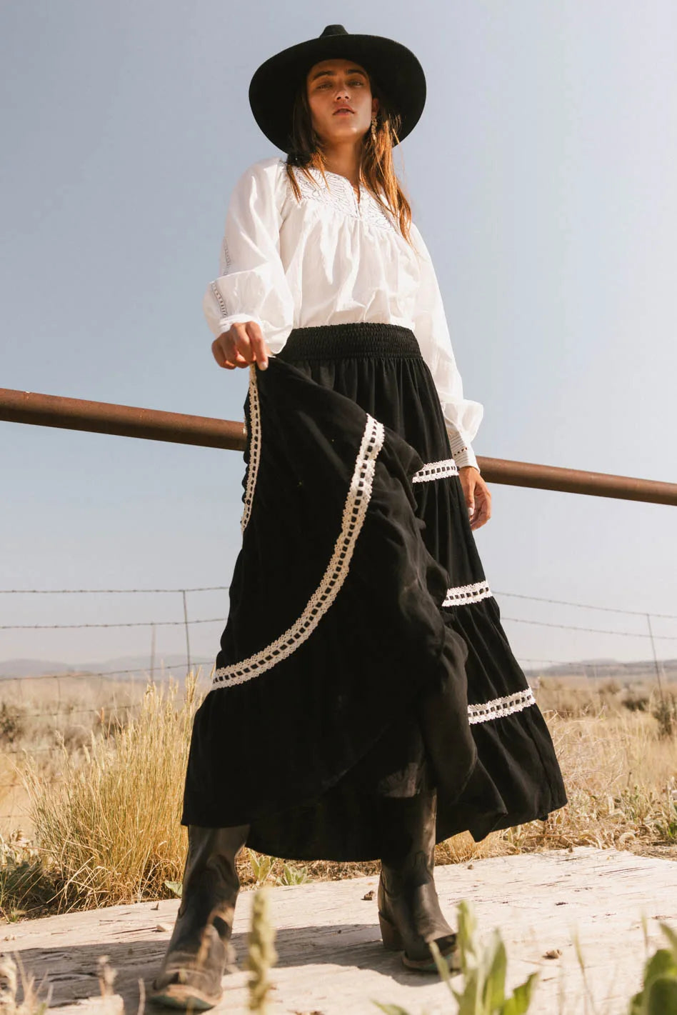 Betsie Lace Trim Maxi Skirt FINAL SALE