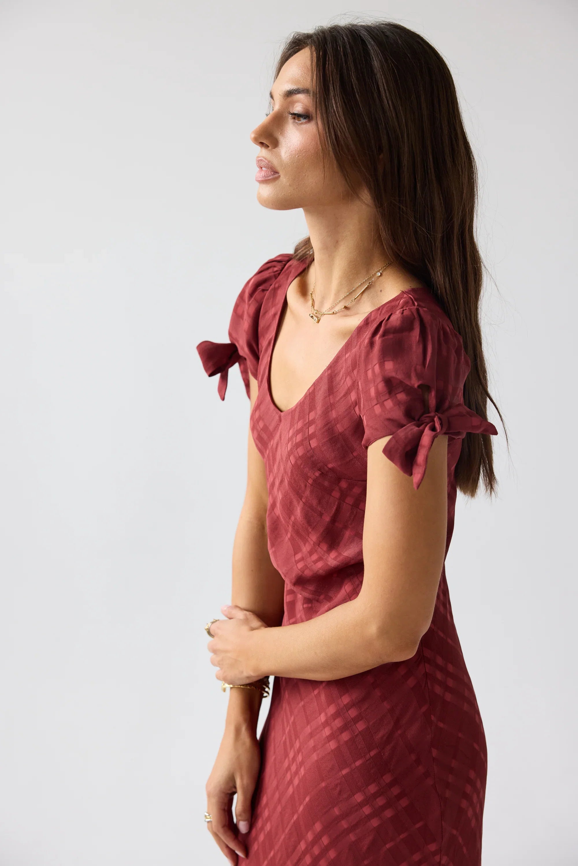 Kimmie Maxi Dress in Red Brown