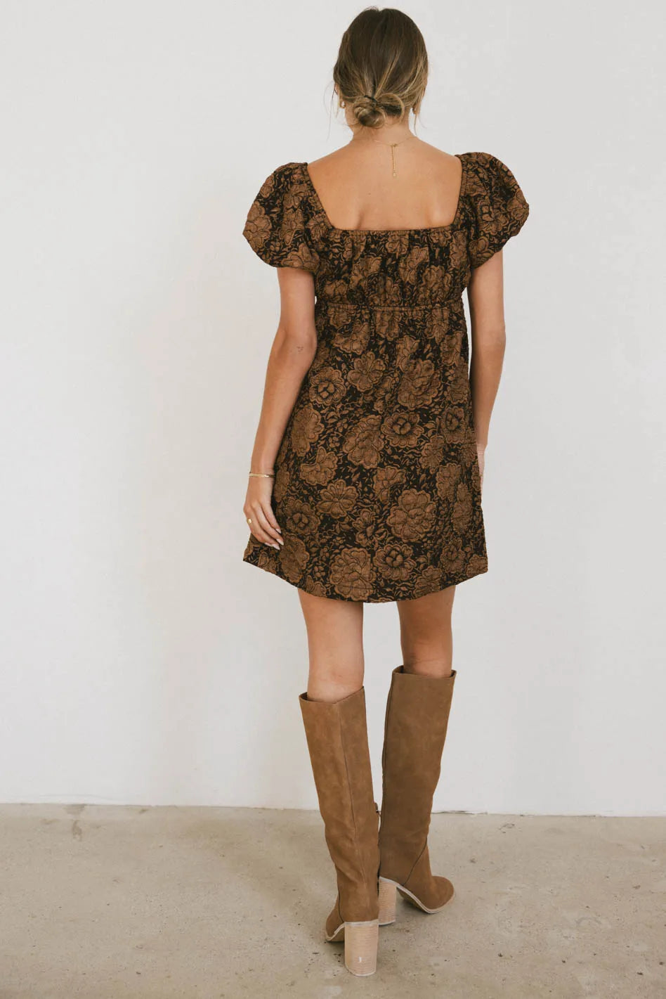 Darcella Floral Mini Dress in Brown FINAL SALE