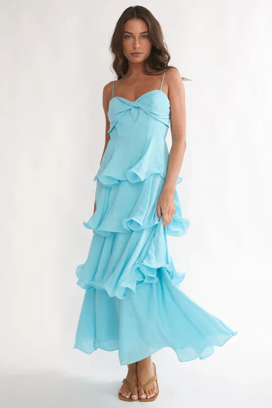 Heather Maxi Dress Tiered Ruffle Maxi Tide Blue