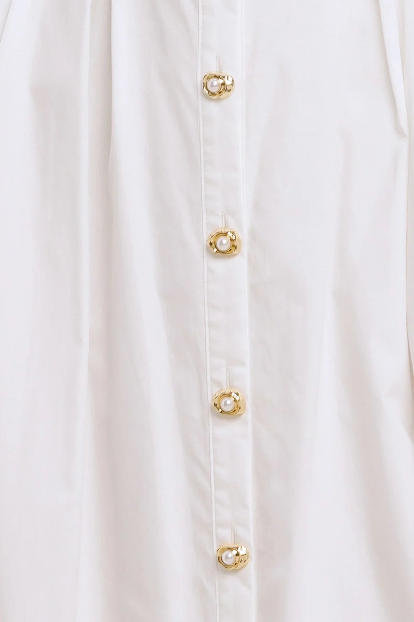 PEARL BUTTON DOWN WHITE MIDI DRESS