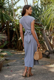 Vaeda Ribbed Tie Dress in Slate Blue FINAL SALE