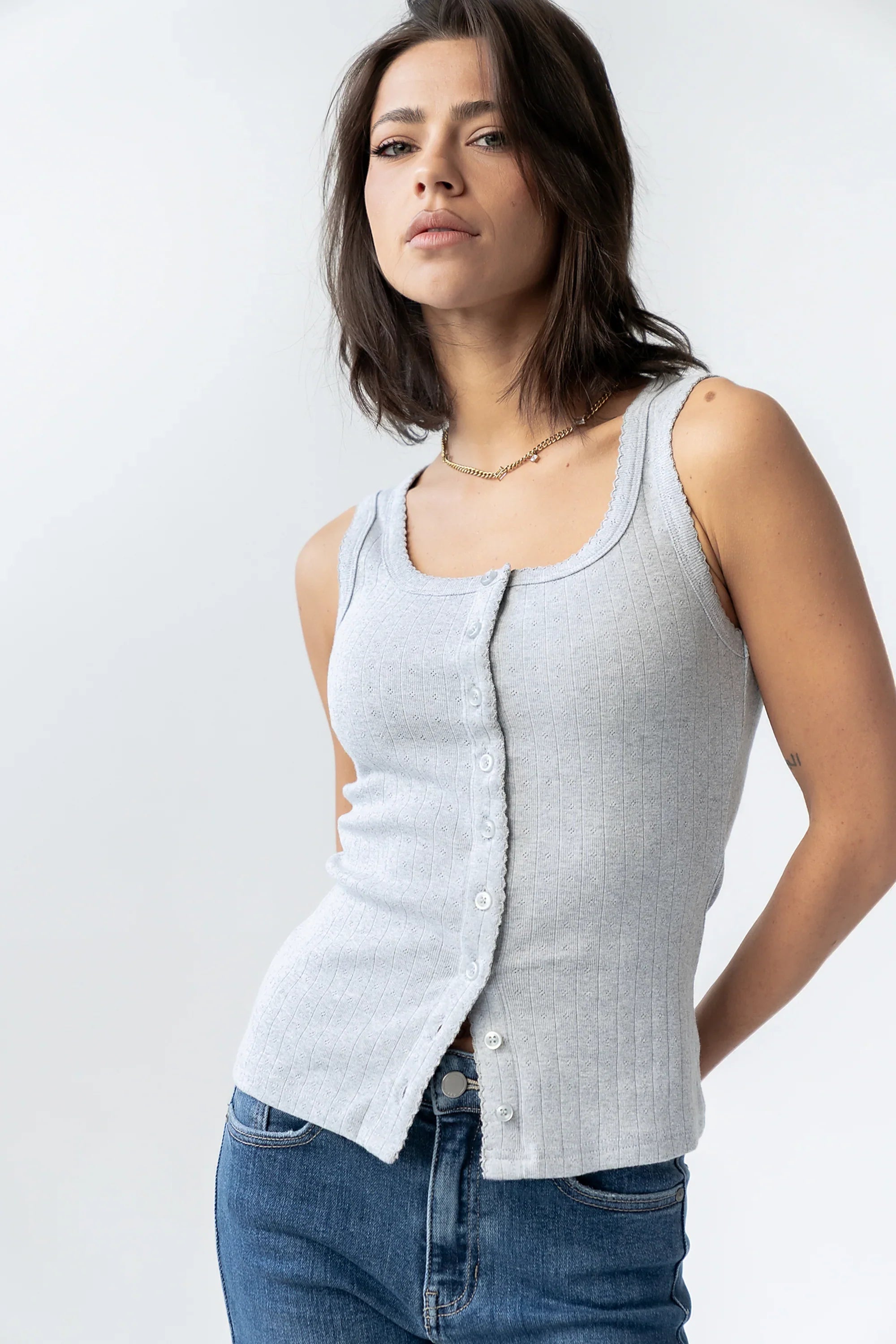 Apollo Knit Tank Top in Grey