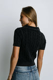 Halle Cable Knit Top in Navy