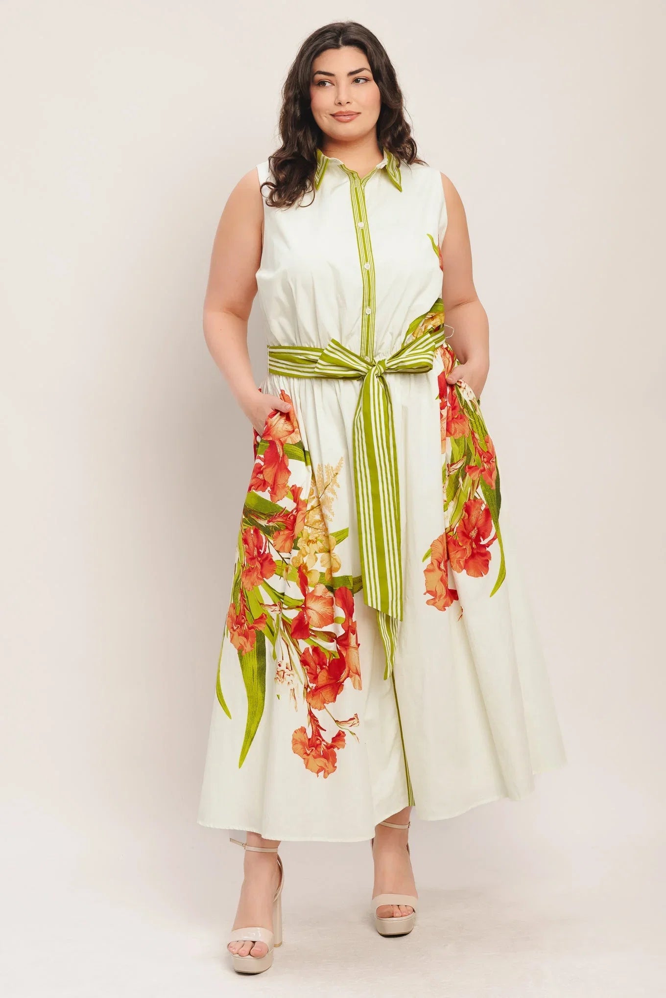 SPRING HEIRLOOM FLORAL PRINT MIDI DRESS