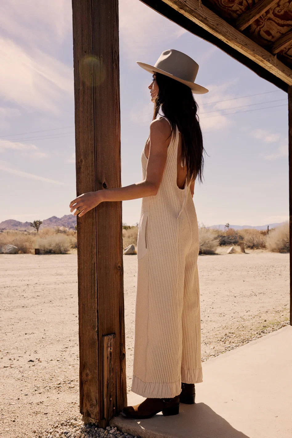 Addey Knit Overalls in Cream FINAL SALE