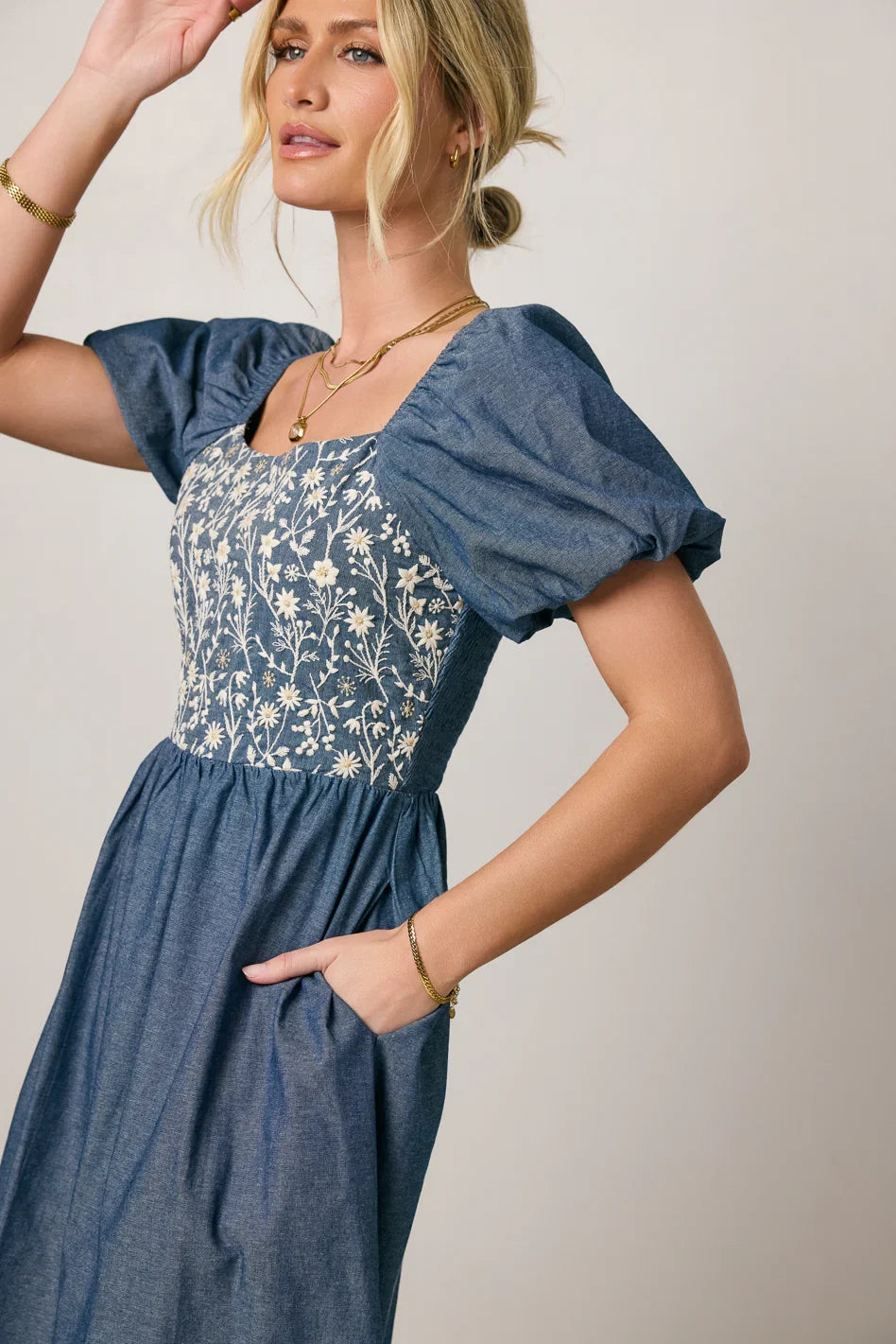 Tesalina Denim Midi Dress FINAL SALE