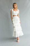 Dawn Bow Strap Bustier Top Tiered Ruffle Skirt Set