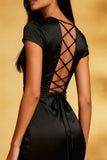 Mermaid Ruffled Black Midi Dress
