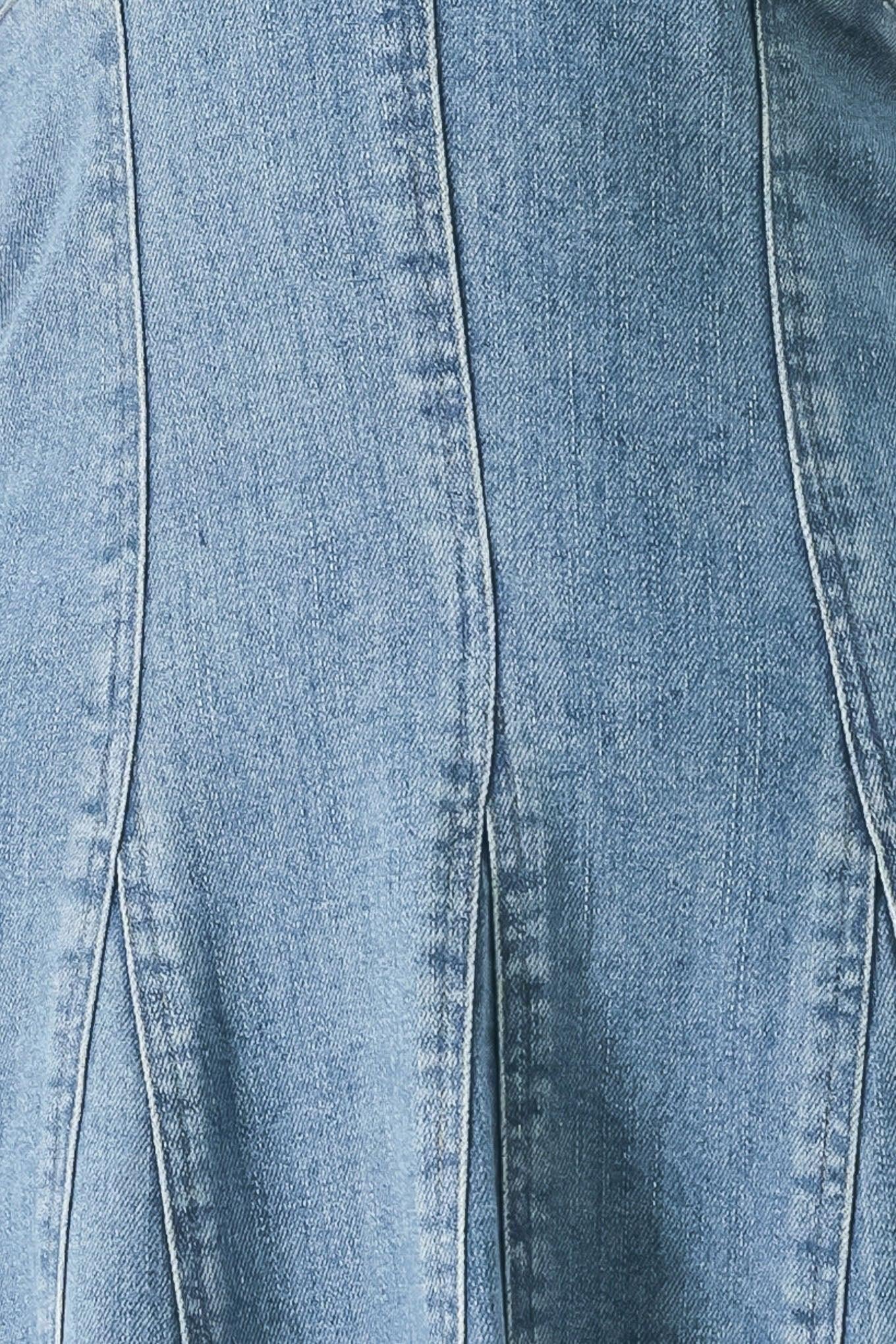 BLUE HALTER DENIM MIDI DRESS