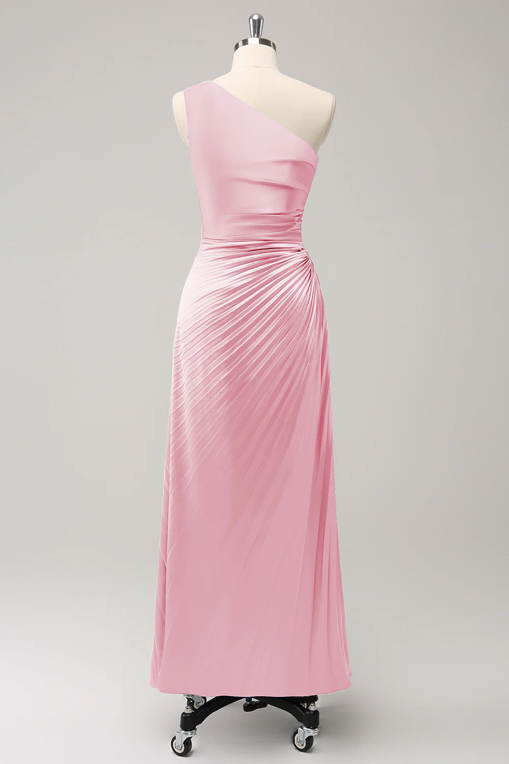 Dark Green Sheath One Shoulder Satin Long Bridsmaid Dress