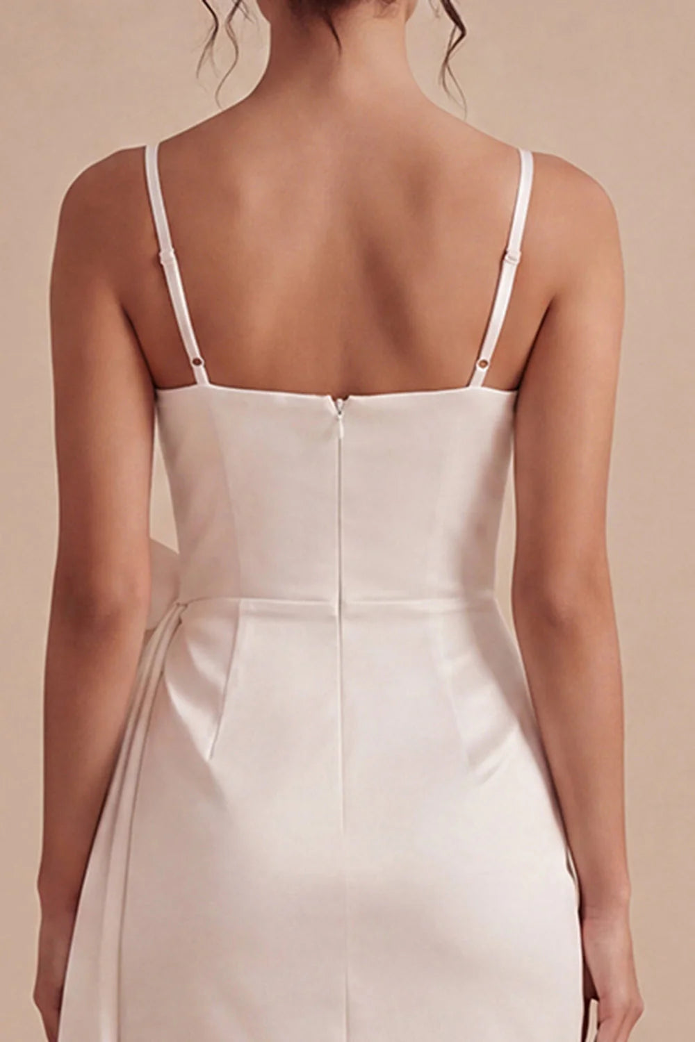 White Spaghetti Straps Bodycon Mini Dress with Giant Bow