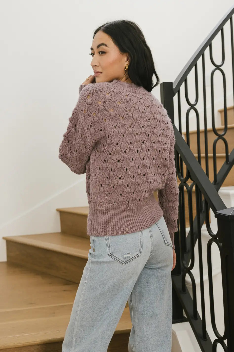 Tessa Pointelle Sweater in Lavender FINAL SALE