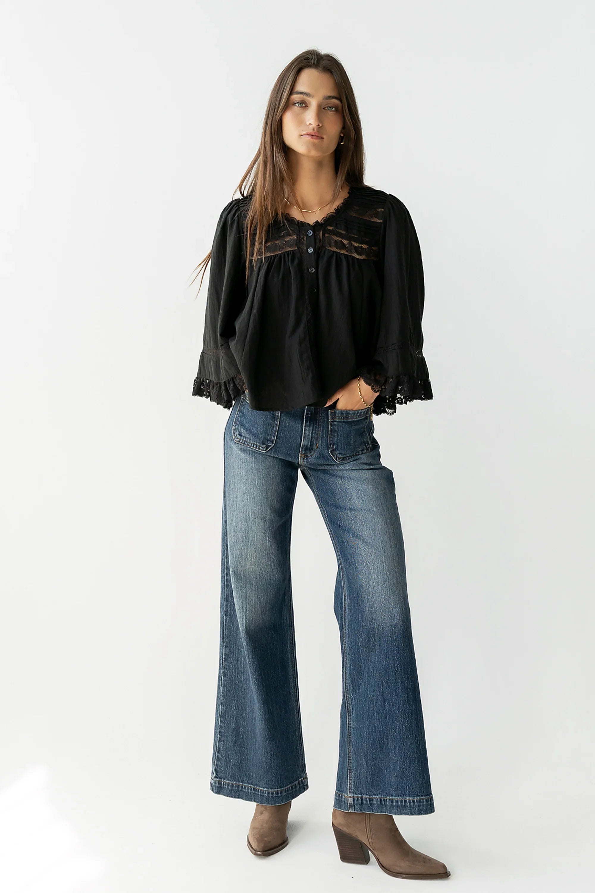 Kylee Lace Blouse in Black