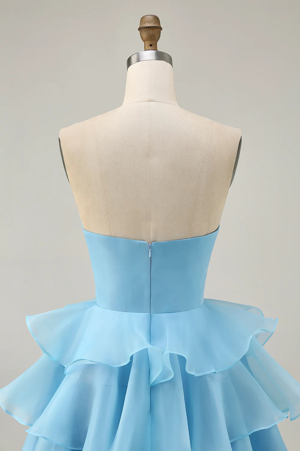 Cute A Line Tiered Strapless Cut Out Blue Short Homecoming Dress
