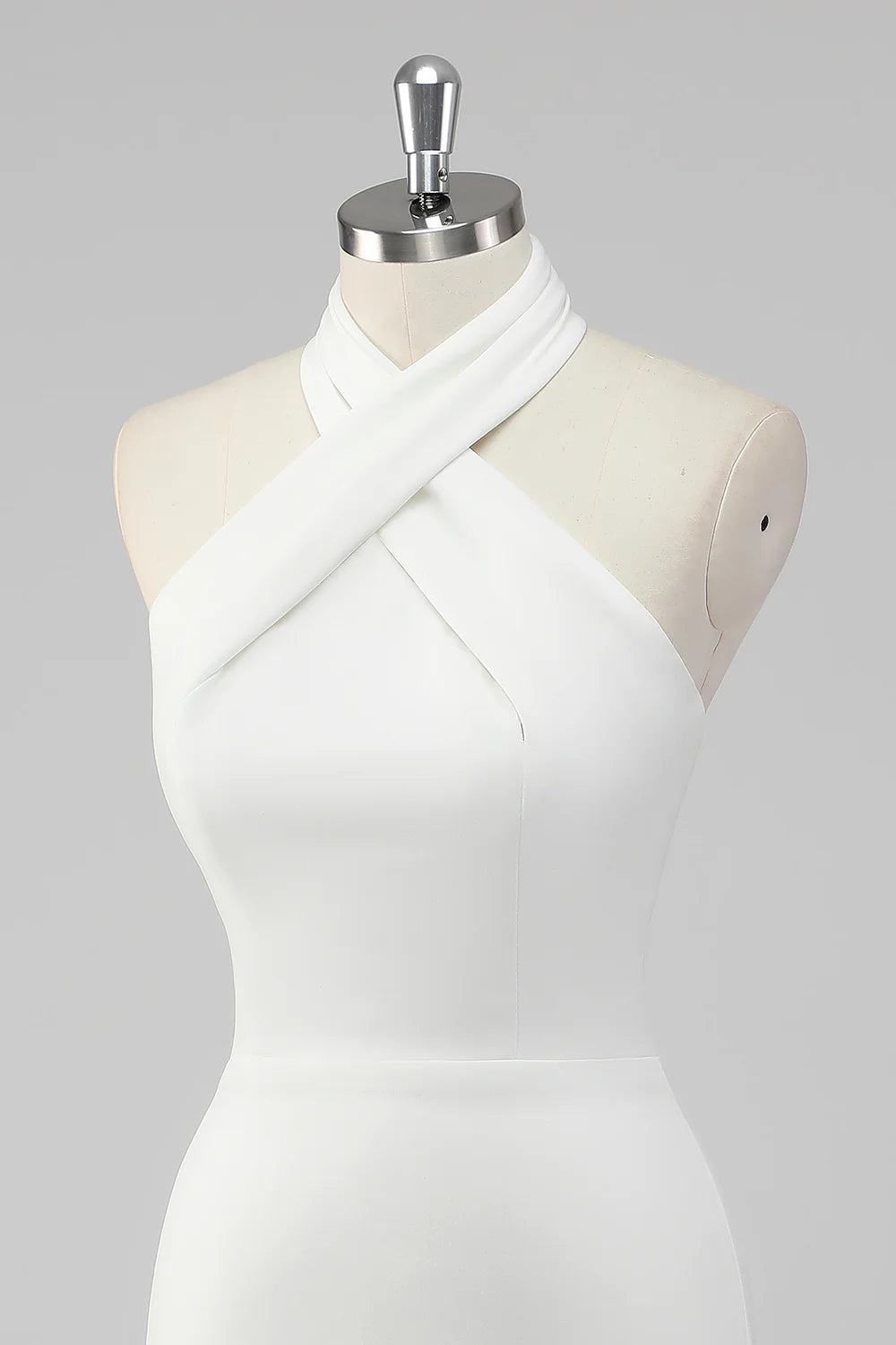 White Halter Backless Short Tight Graduation Dress