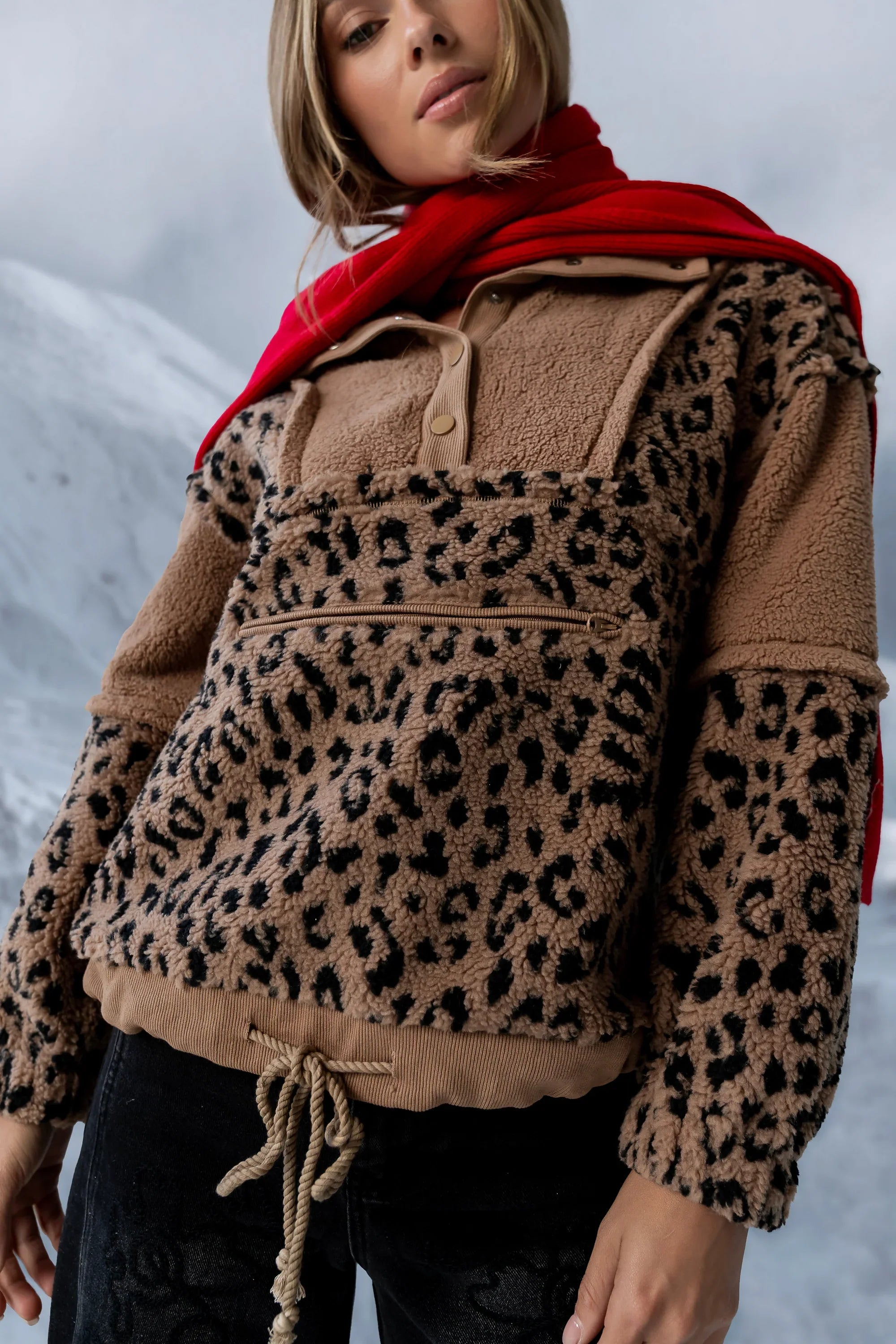 Maria Oversized Sherpa Jacket in Leopard FINAL SALE