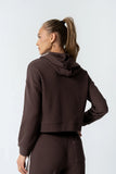Kourtney Waffle Knit Hoodie in Brown
