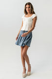Tait Pleated Denim Mini Skirt