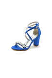 Fuchsia High Heels with Crossed Straps and Metal Accents