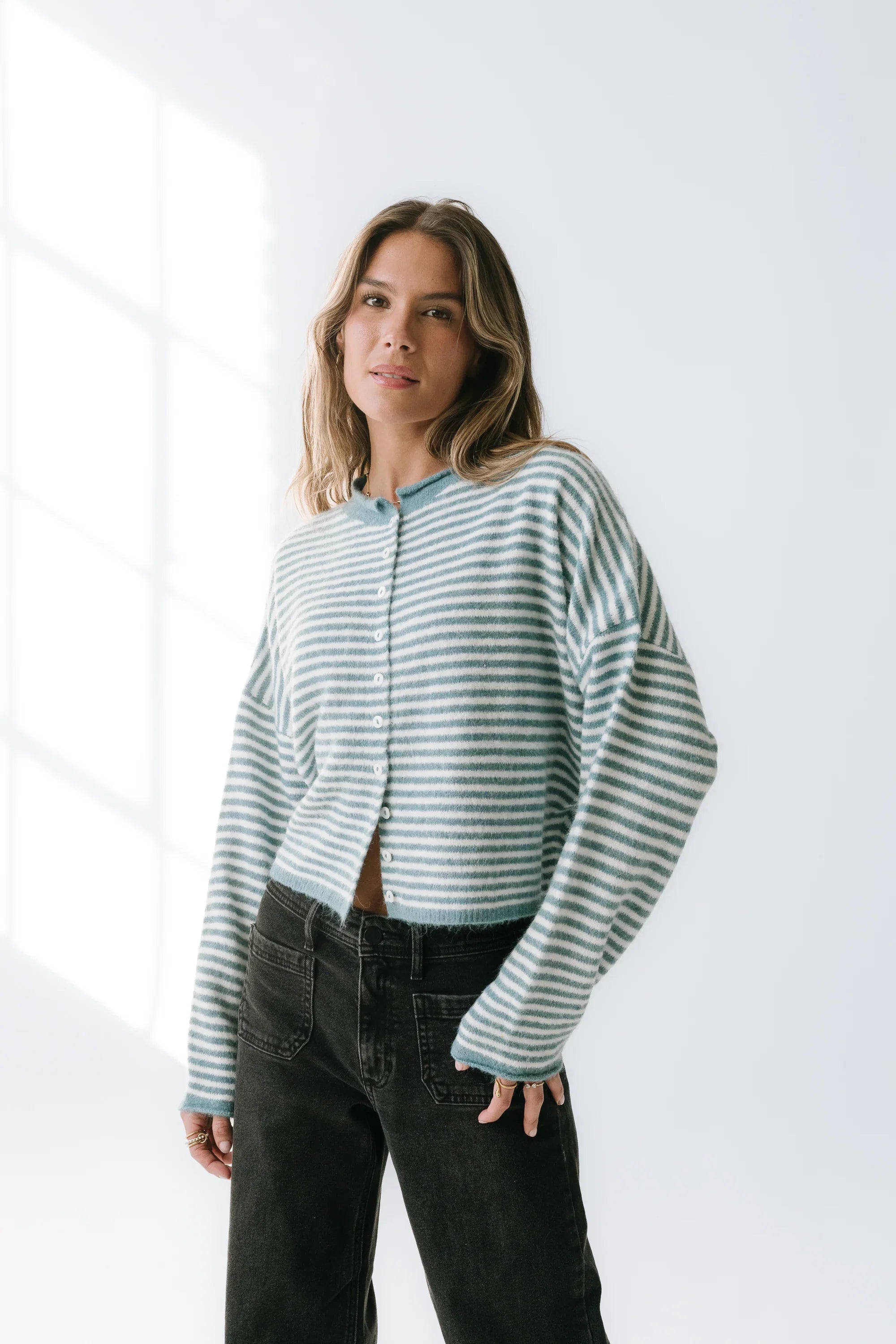Miriam Striped Cardigan in Blue