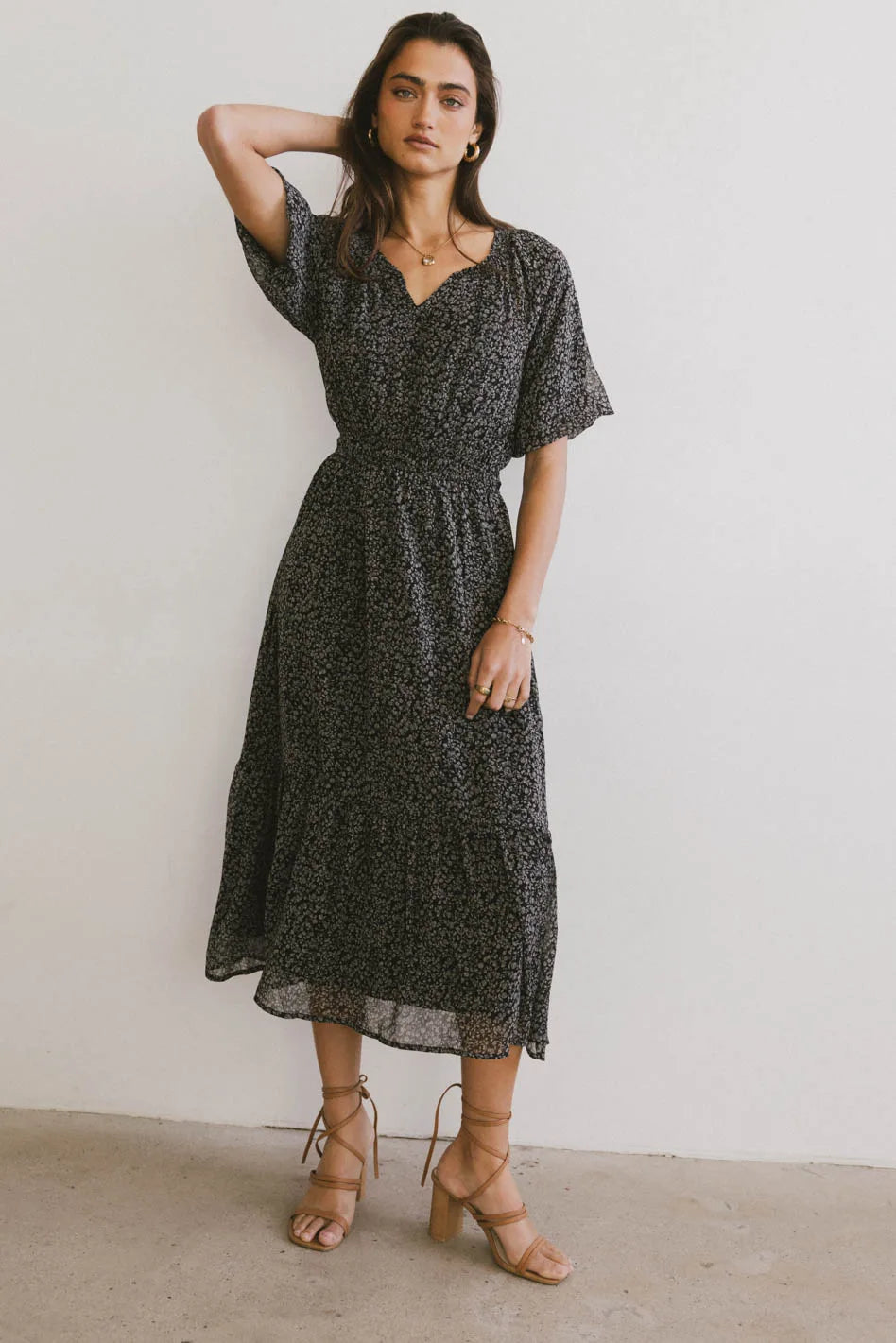 Allorah Ditsy Floral Midi Dress FINAL SALE
