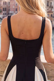 Black A Line Square Neck Short Homecoming Dress