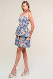 SUMMER MOMENTS STRAPLESS FLORAL DENIM MINI DRESS FINAL SALE