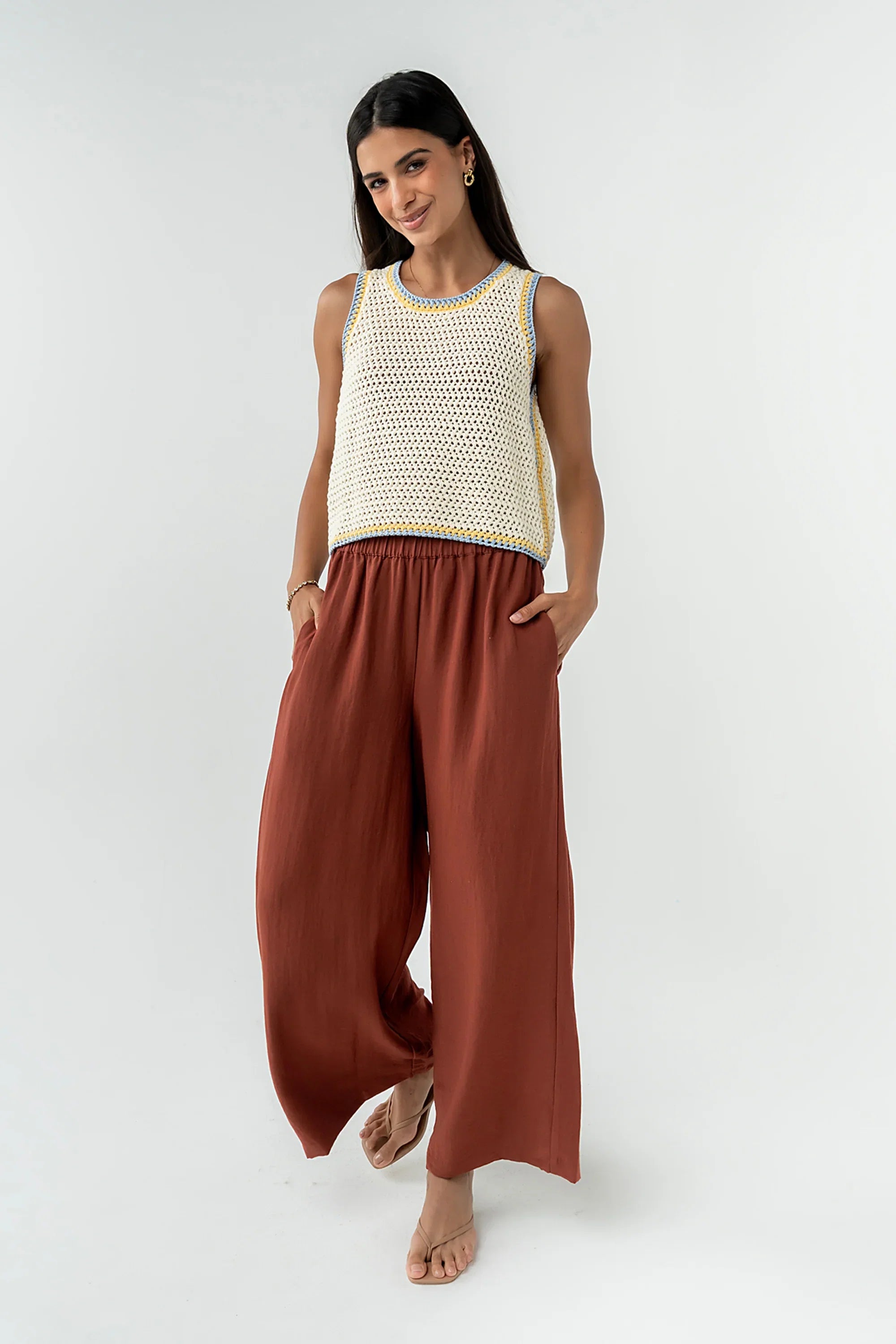 Lee Wide Leg Pants in Brick