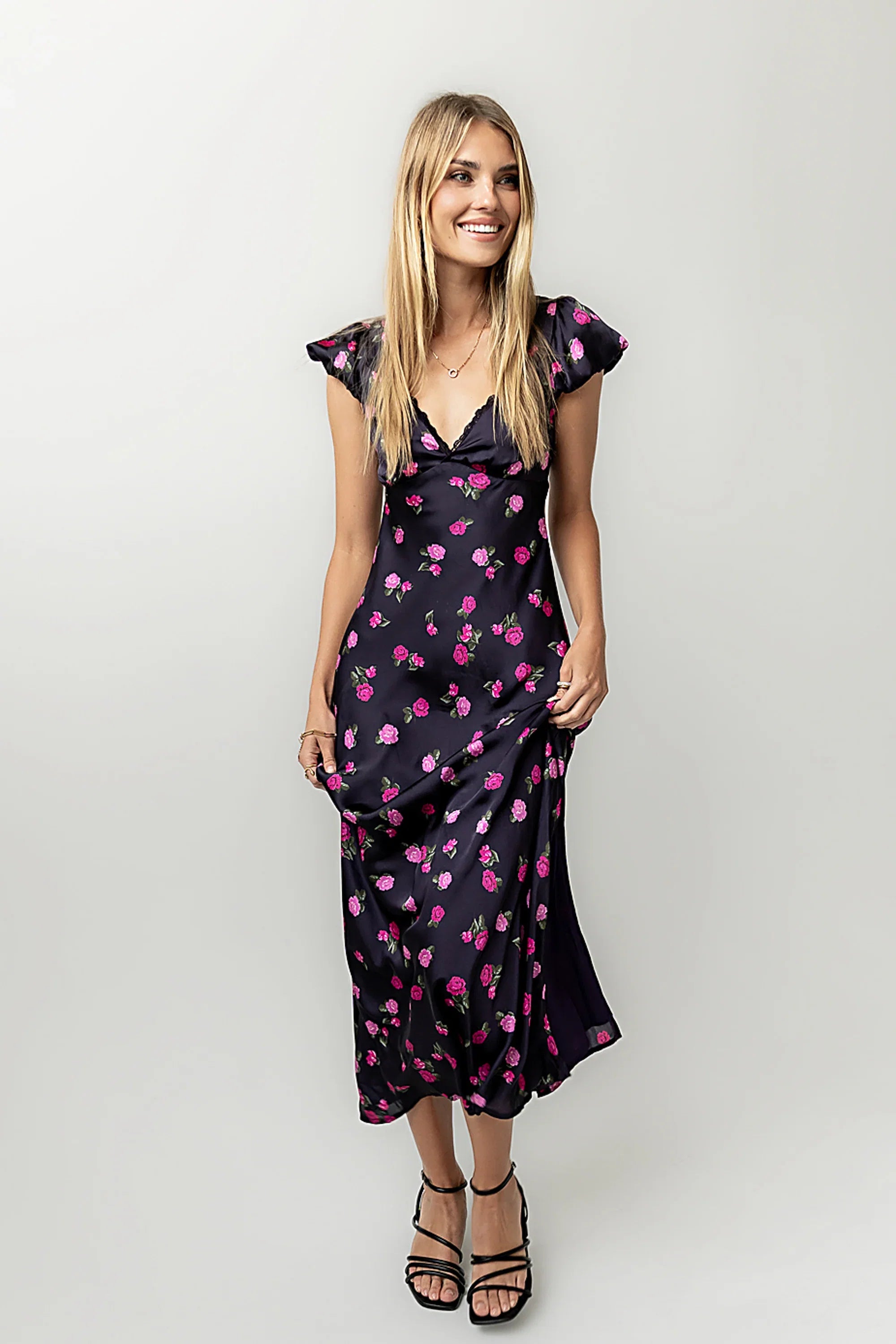 Asa Floral Maxi Dress in Plum