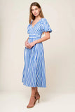 SUGAR RUSH BLUE STRIPE MIDI DRESS
