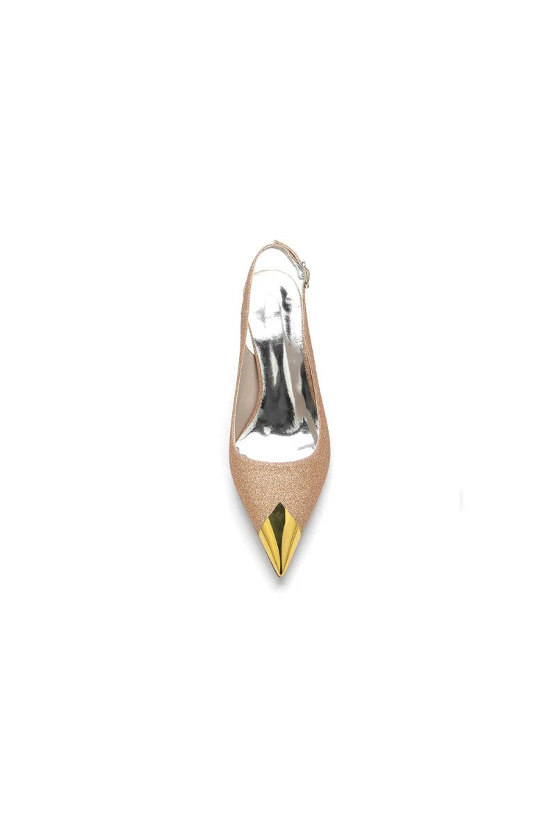 Sequin Slingback Metallic Pointed Toe High Heels