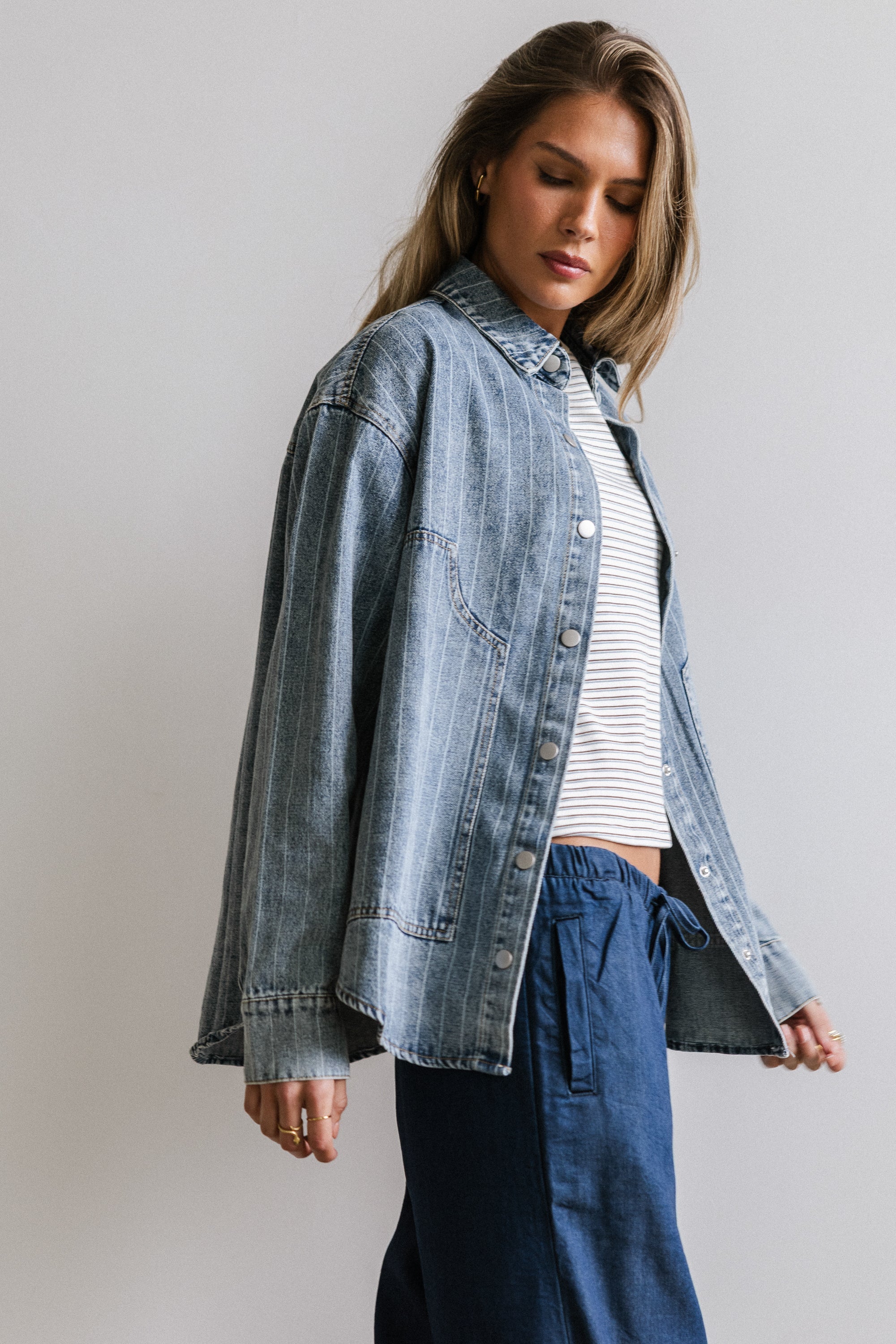 Kandy Striped Denim Shacket