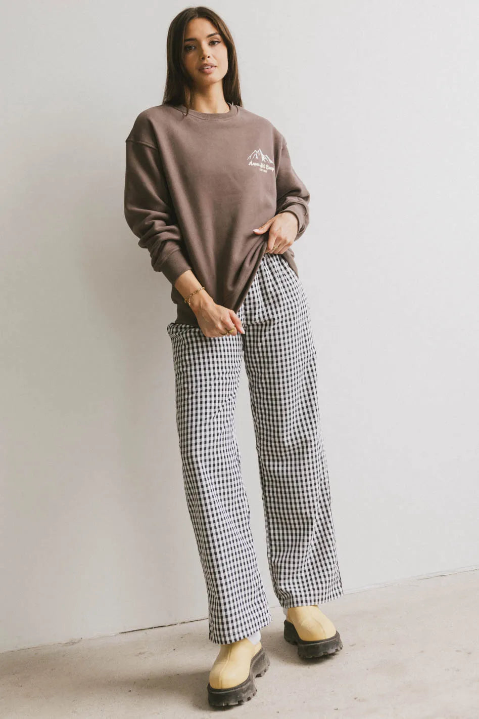 Aspen Ski Camp Crewneck in Brown FINAL SALE