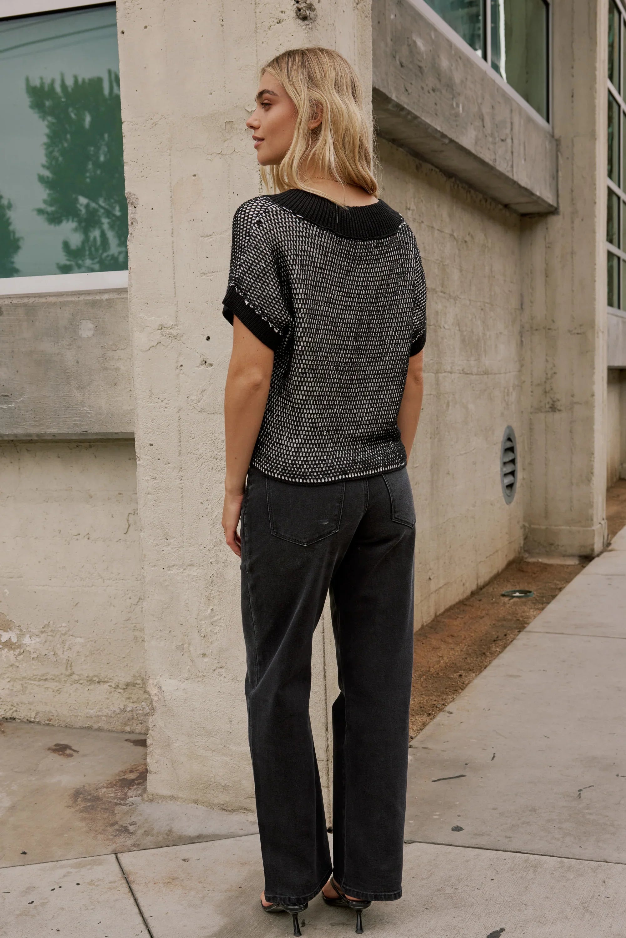 Saige Contrast Sweater in Black FINAL SALE