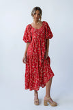 Amy Floral Maxi Dress in Red FINAL SALE