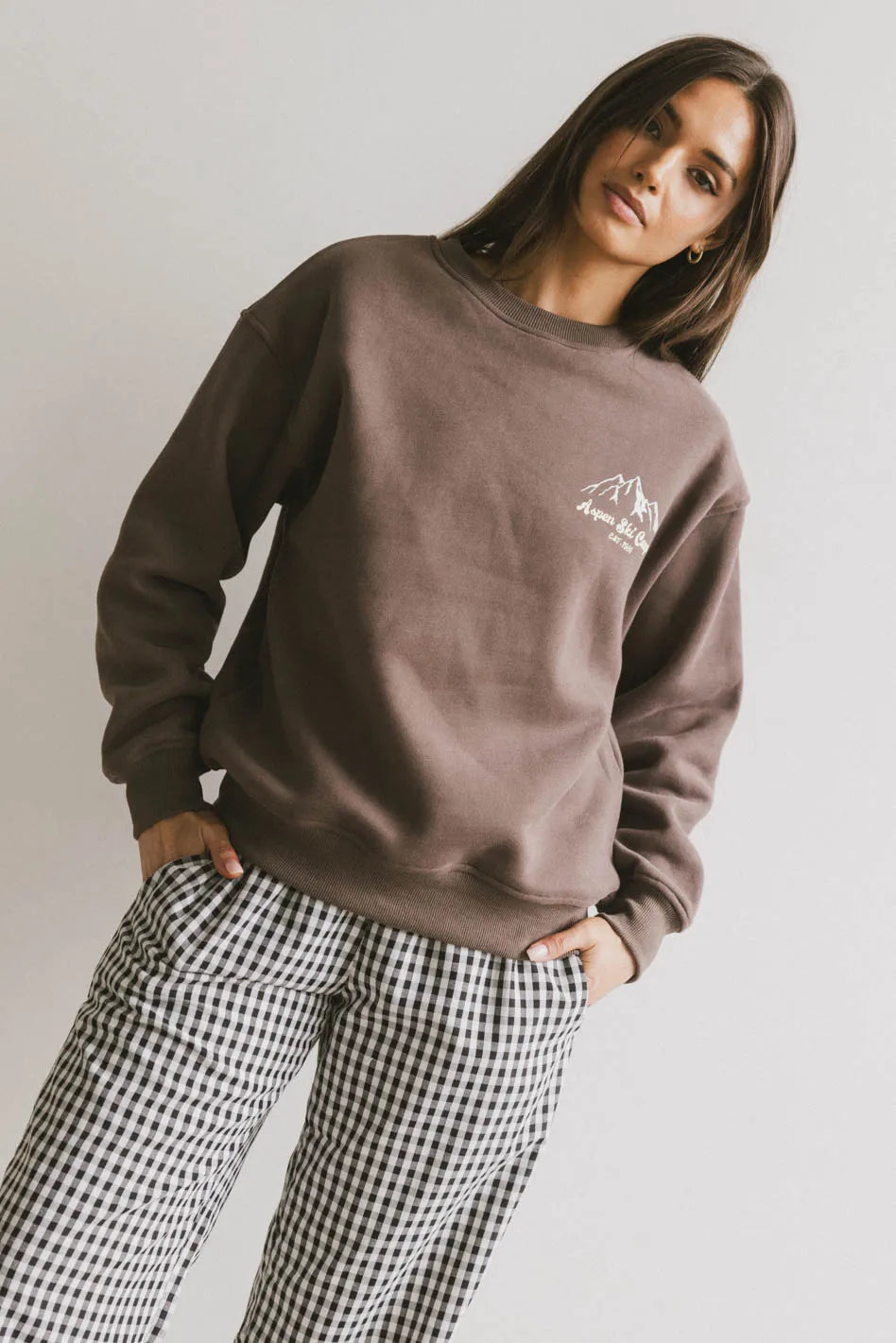 Aspen Ski Camp Crewneck in Brown FINAL SALE