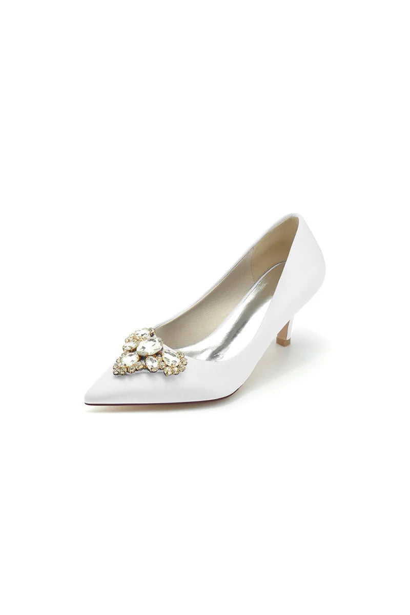 Pointed Toe Stiletto Heels with Rhinestone