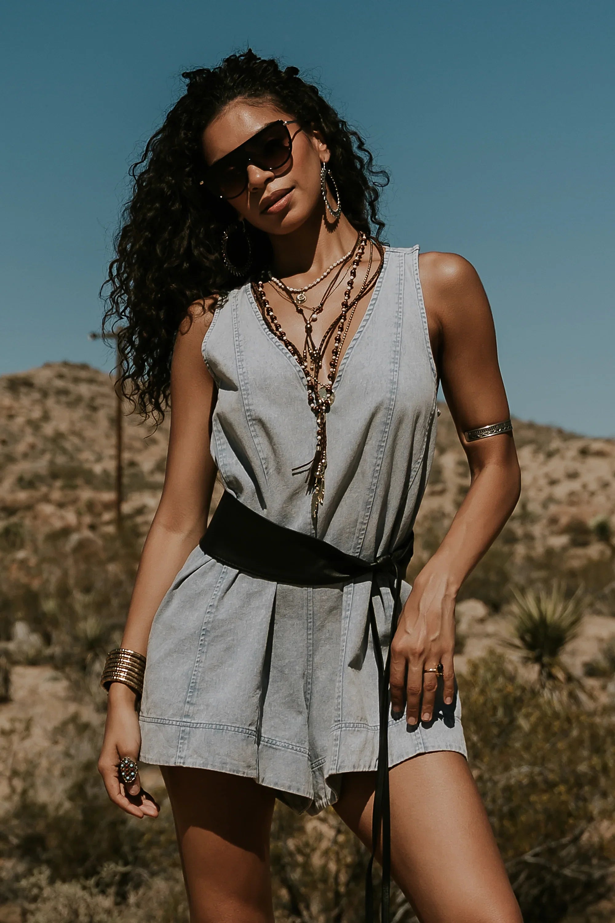 Trina Denim Romper