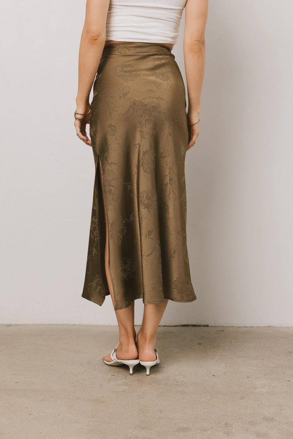 Ellie Floral Maxi Skirt in Olive FINAL SALE