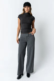 Kara Mock Neck Top in Charcoal