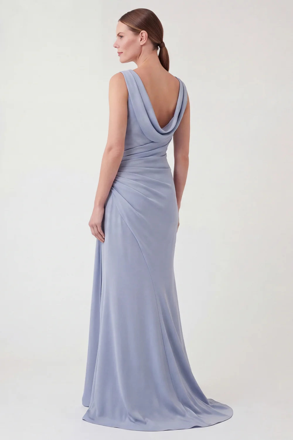 Light Blue Cowl Neck Mermaid Mother of the Bride Dress